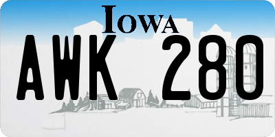 IA license plate AWK280
