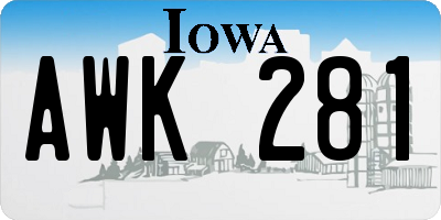 IA license plate AWK281