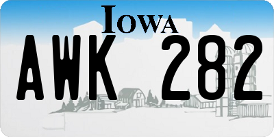IA license plate AWK282