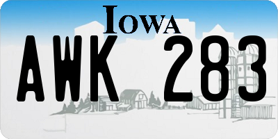IA license plate AWK283