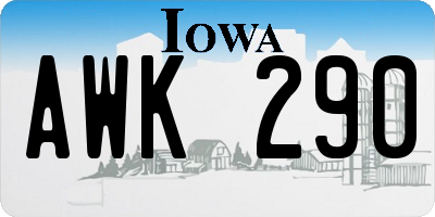 IA license plate AWK290