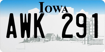 IA license plate AWK291