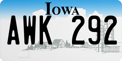 IA license plate AWK292