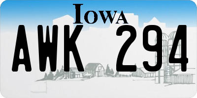 IA license plate AWK294