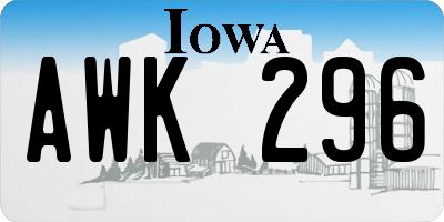 IA license plate AWK296