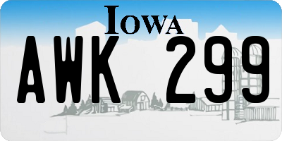 IA license plate AWK299