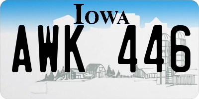 IA license plate AWK446