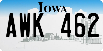 IA license plate AWK462