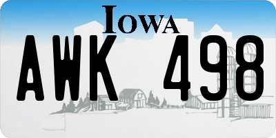IA license plate AWK498