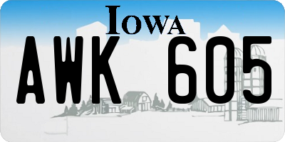 IA license plate AWK605