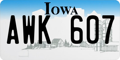 IA license plate AWK607