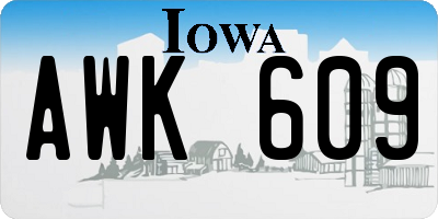 IA license plate AWK609