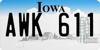 IA license plate AWK611
