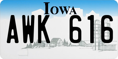 IA license plate AWK616