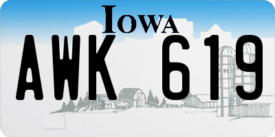 IA license plate AWK619