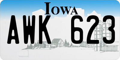 IA license plate AWK623