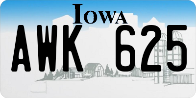 IA license plate AWK625