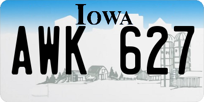 IA license plate AWK627