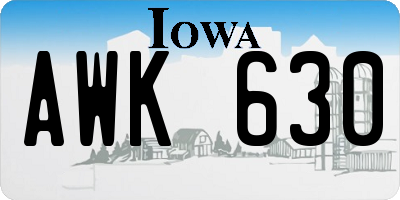 IA license plate AWK630