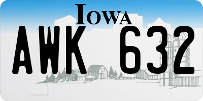 IA license plate AWK632