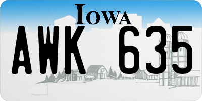 IA license plate AWK635