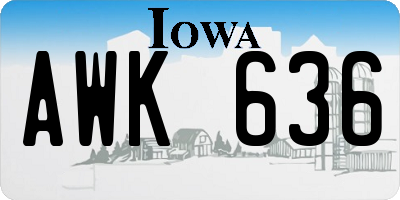 IA license plate AWK636