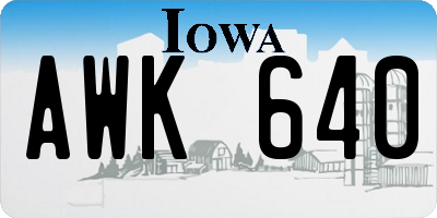 IA license plate AWK640