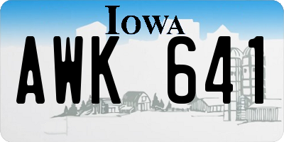 IA license plate AWK641