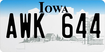 IA license plate AWK644
