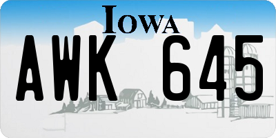 IA license plate AWK645