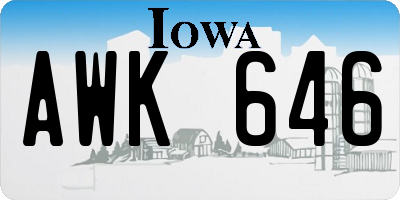 IA license plate AWK646