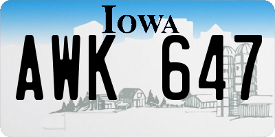 IA license plate AWK647