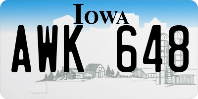 IA license plate AWK648