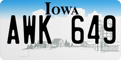 IA license plate AWK649