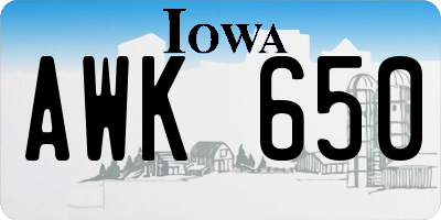 IA license plate AWK650