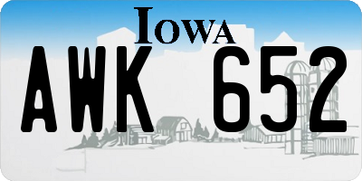 IA license plate AWK652