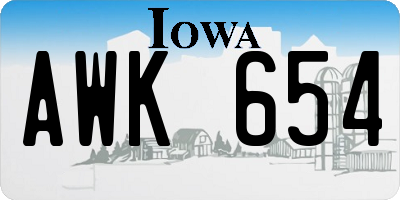 IA license plate AWK654