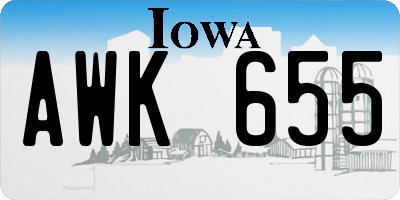 IA license plate AWK655