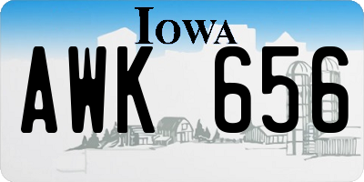 IA license plate AWK656