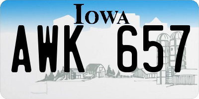 IA license plate AWK657