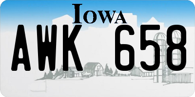 IA license plate AWK658