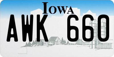 IA license plate AWK660
