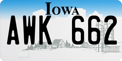 IA license plate AWK662