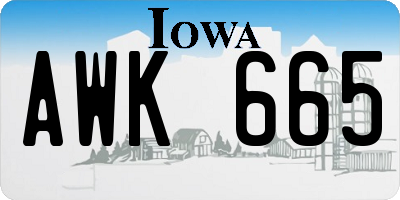IA license plate AWK665