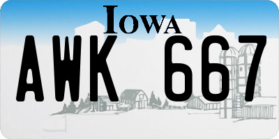 IA license plate AWK667