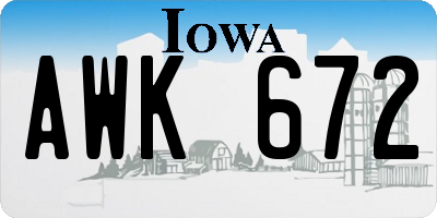 IA license plate AWK672