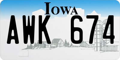 IA license plate AWK674