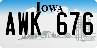 IA license plate AWK676