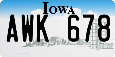 IA license plate AWK678