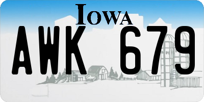 IA license plate AWK679
